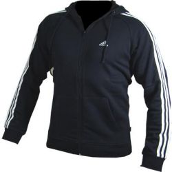 Adidas Essential 3 Stripe Zip Hooded Top
