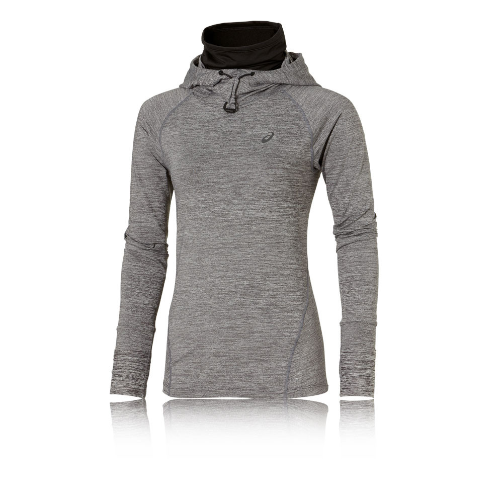 Asics Womens Grey Jersey Running Long Sleeve Removable Snood Hoodie Top