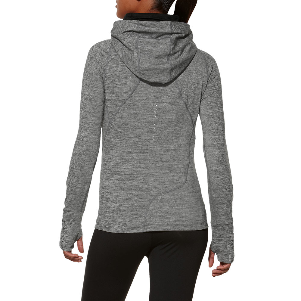 Asics Womens Grey Jersey Running Long Sleeve Removable Snood Hoodie Top