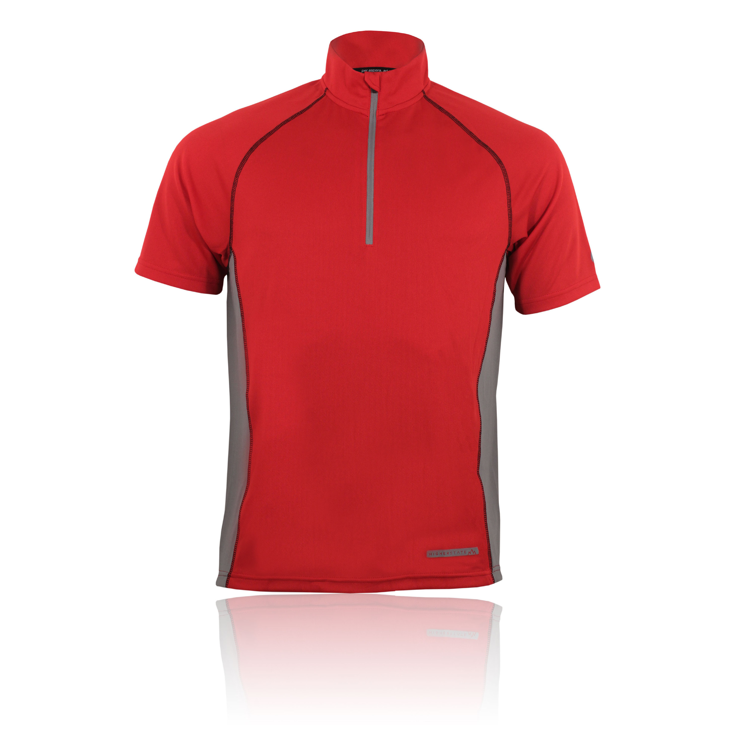 Higher State Mens Red Half Zip Short Sleeve Lightweight Running Sports