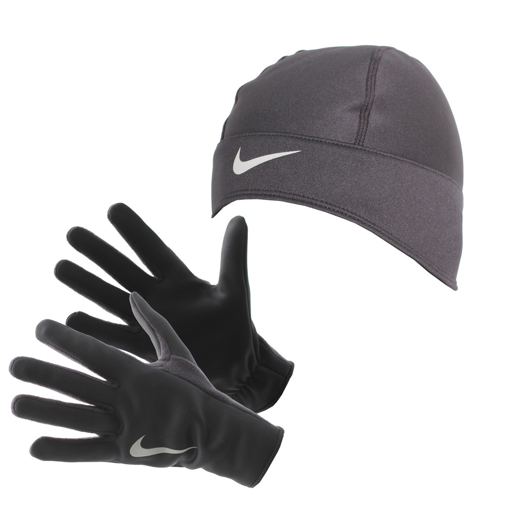 Nike Run Dry Men's Hat and Glove Set - Black/Light Redwood | The Running Outlet